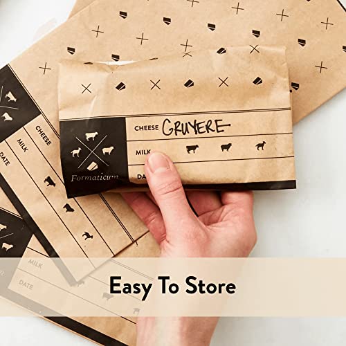 Formaticum - 15-Pack Cheese Storage Bags - 6.25 x 11 Wax Paper Bags to Keep Cheese or Charcuterie Fresh - Professional Grade Cheese Paper…