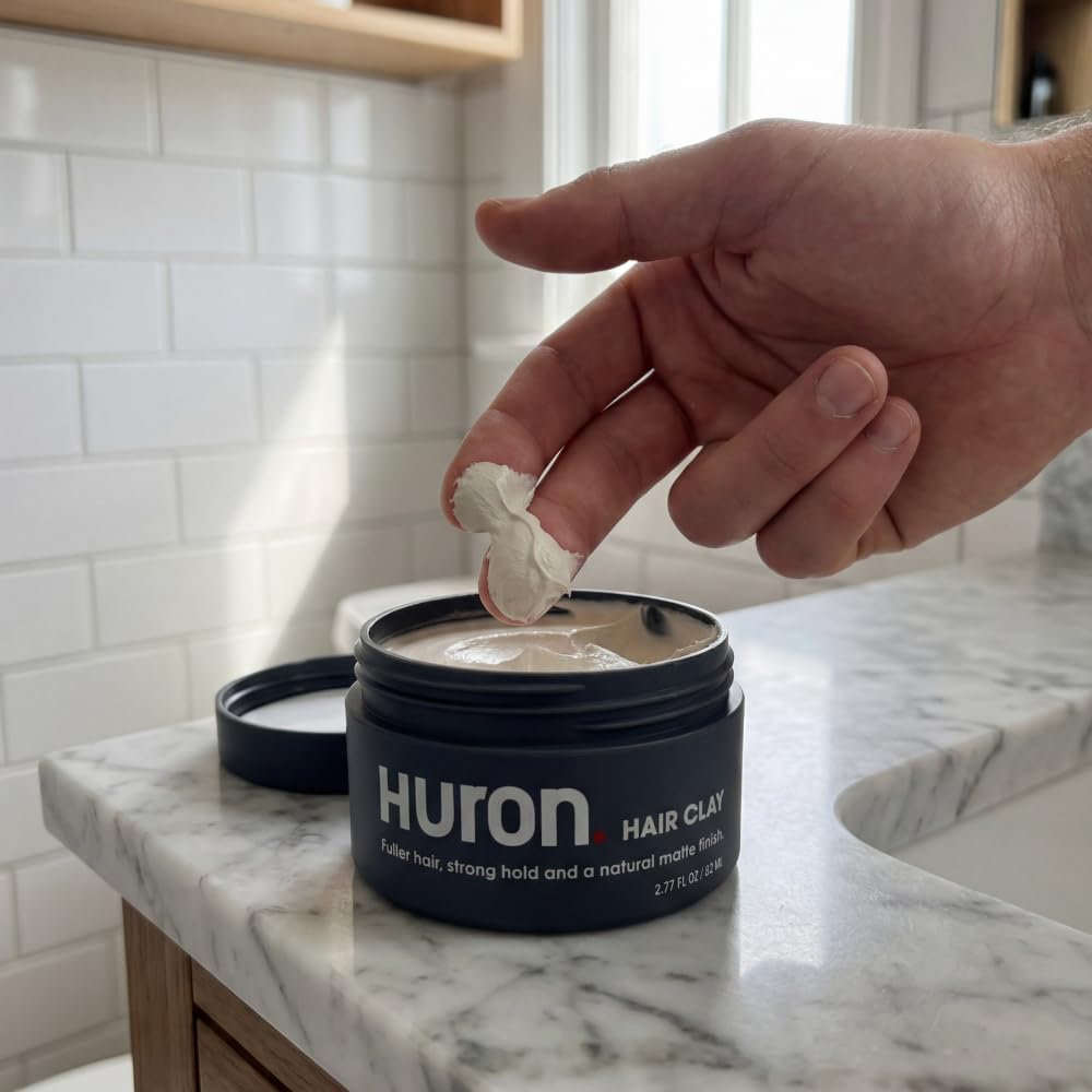 Huron Hair Clay for Men and Women - Premium Matte Finish Styling Clay, Firm Hold, Adds Texture, Fullness & Definition for a Natural Look, Clean Scent
