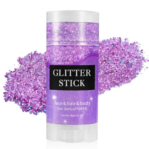 Mysense Purple Body Glitter Stick,Mardi Gras Face Hair Glitter,Festival Concert Rave Outfit Accessories for Women,Mermaid Sequins Chunky Glitter Beauty and Personal Care Mysense Default Title