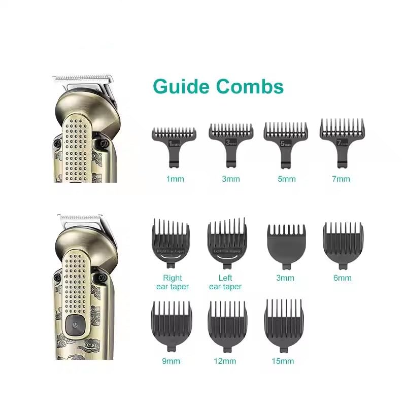 GLESVOWIO 8-in-1 Professional Hair Clipper Set Multifunctional Intelligent LED Digital Electric Razor for Nose Body Face & Mustache Cordless Body Beauty and Personal Care GLESVOWIO