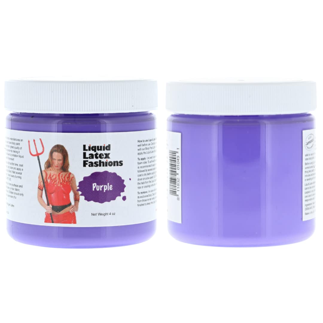 Purple 4 Oz - Liquid Latex Body Paint, Ammonia Free No Odor, Easy On and Off, Cosplay Makeup, Creates Professional Monster, Zombie Arts, Face Paint