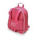 Badger Basket Doll Travel Backpack for Dolls - Stylish, Durable Carrying Case with Clear Storage Pockets - Best for On-the-Go Play and Doll Accessories - Design in Pink & White Stars