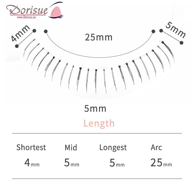 Dorisue Bottom False Eyelashes - Natural Lower Lashes 4-5mm for Under Eye Enhancement, Professional Makeup Artist Choice, 4 Pairs (E1)