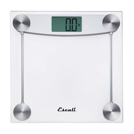 Escali Digital Glass Bath Scale for Body Weight, Bathroom Body Scale, High Capacity of 400 lb, Battery Included, Clear Glass