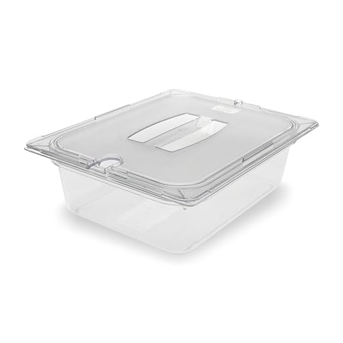 Carlisle FoodService Products Storplus 1/2-Size Food Pan for Catering, Buffets, and Restaurants, Polycarbonate, 4 Inches Deep, Clear