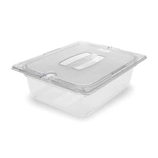 Carlisle FoodService Products Storplus 1/2-Size Food Pan for Catering, Buffets, and Restaurants, Polycarbonate, 4 Inches Deep, Clear
