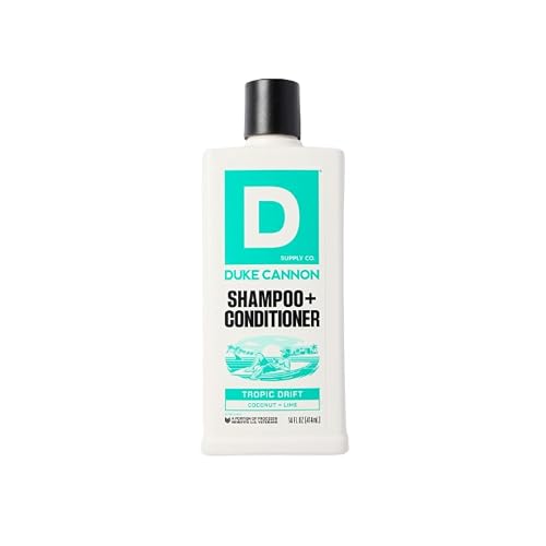Duke Cannon Supply Co. Tropic Drift 2-in-1 Shampoo and Conditioner for Men - 14 fl oz - Coconut + Lime Scent - Made with Tea Tree Oil & Menthol