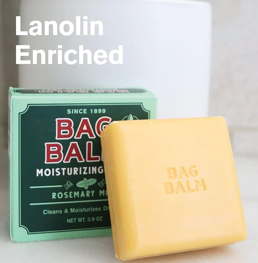 Bag Balm Mega Moisturizing Soap, Rosemary Mint Scent, 3.9 oz Per Bar (12 Bars)