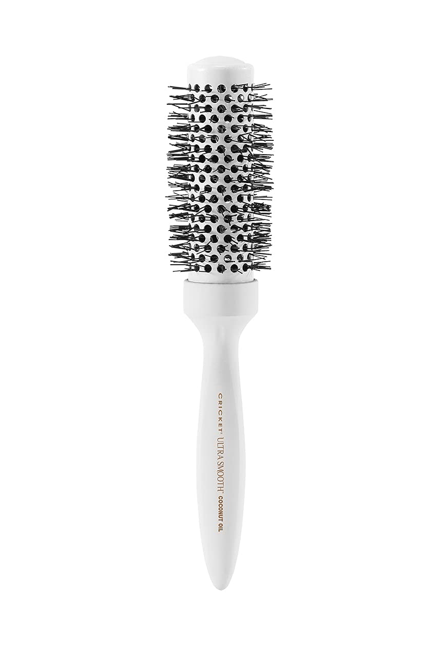 Cricket Ultra Smooth Coconut Thermal Hair Brush - 1.5” Ceramic Barrel, Coconut Oil and Keratin-Infused, Anti-Static Heat-Resistant Bristles, Textured