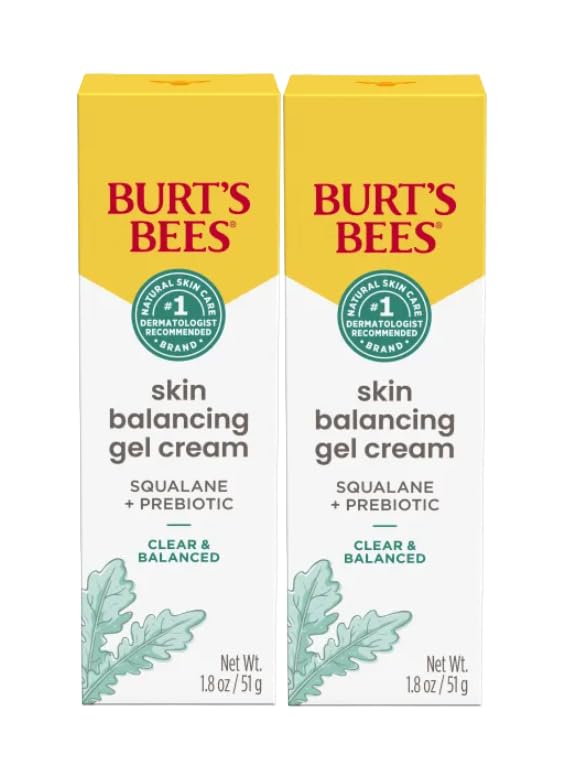 Burt's Bees Clear and Balanced Skin Balancing Gel Cream With Squalane and Prebiotic, Gel Moisturizer for Breakout-Prone Skin, 99 Percent Natural