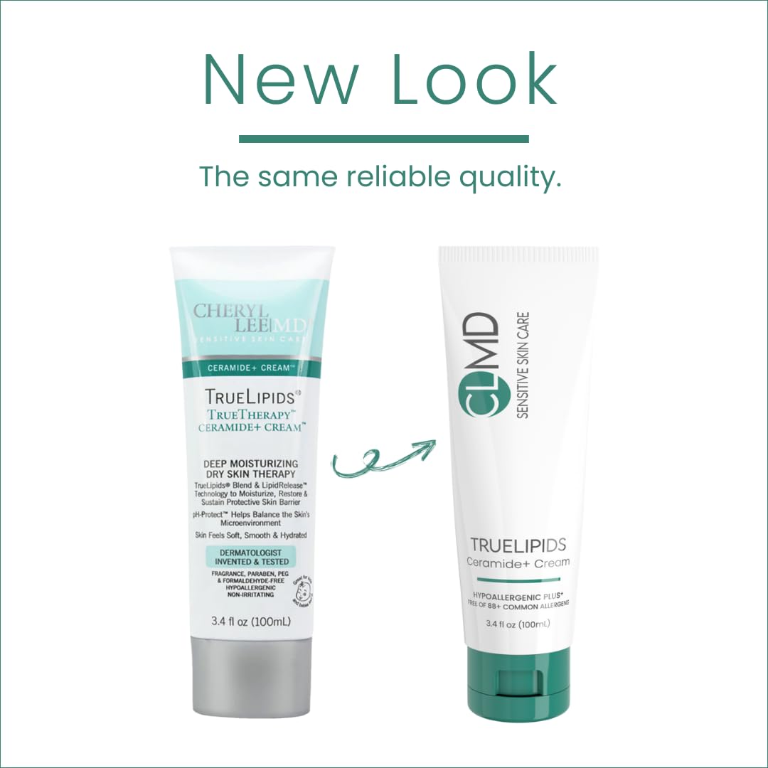 CLMD TrueLipids Ceramide+ Cream - Deep Moisturizing Barrier Support for Sensitive Skin - Hydrates and Soothes - Hypoallergenic, Nourishing