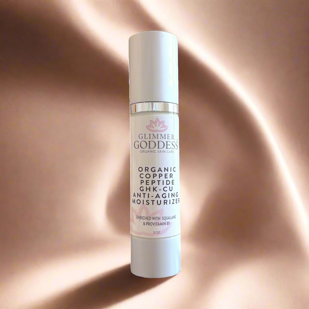 GLIMMER GODDESS Copper Peptide Moisturizer - Lightweight Hydrating Cream with GHK-Cu Complex, Organic Aloe Vera & Botanical Oils - For All Skin Types