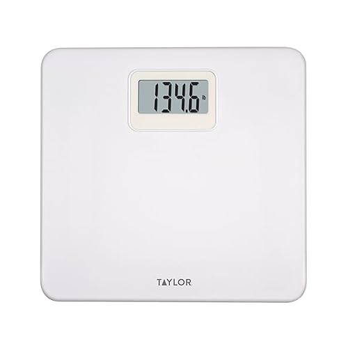 Taylor Digital Plastic Bathroom Scale, Scale for Body Weight, White