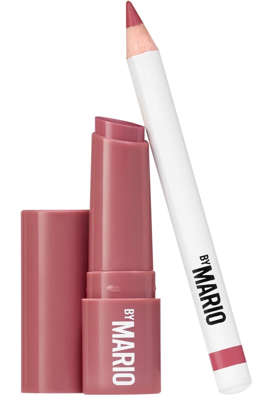MAKEUP BY MARIO Rosewood Glow Lip Kit - Mini MoistureGlow Plumping Lip Serum & Ultra Suede Sculpting Lip Pencil, Rich Mauve - Hydrating Plumping Lip