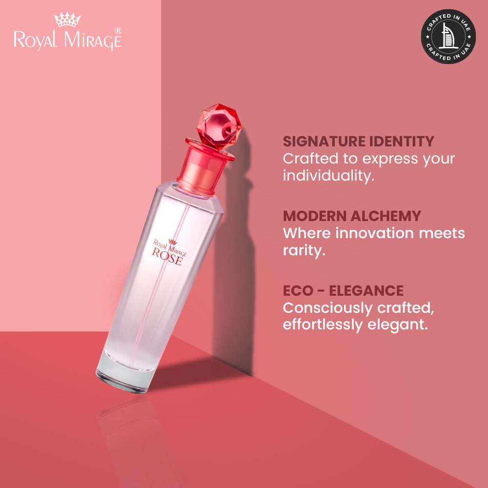 Royal Mirage Rose Eau de Toilette for Women - Premium Floral Fruity Perfume 100ml with Peach & Jasmine - Long-Lasting Feminine Fragrance Spray