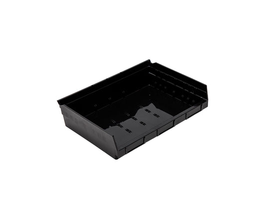 QUANTUM STORAGE SYSTEMS QSB118BR Economy Recycled Plastic Part Organizer Black Bins 12" L x 17" W x 4" H 6 Pack