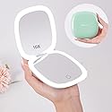 Mocado Compact LED Travel Makeup Mirror - 4 Inches 1X/10X Magnification Travel Mirror with Light Dimmable Double Sides Lighted USB Rechargeable