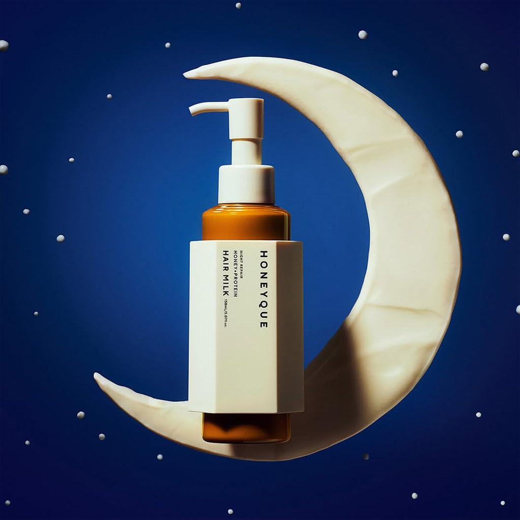 HONEYQUE Night Repair Honey + Protein 2-Way Hair Milk 150mL/5.07 fl. oz | Overnight Leave-In Treatment for Damaged, Frizzy Hair | Manuka Honey
