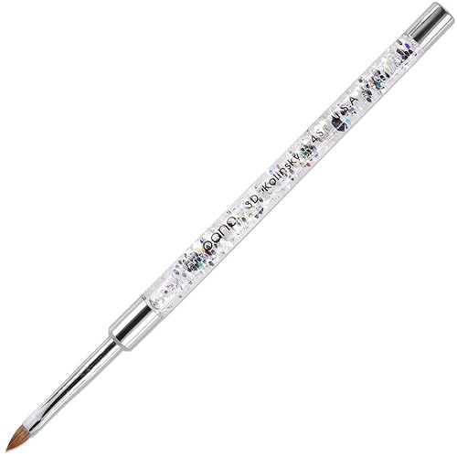 PANA 3D Kolinsky Nail Art Brush - Silver Glitter Handle, Size 4 - Acrylic Nail Art Sculpture Brush for Manicures Pedicure Salon Professional or
