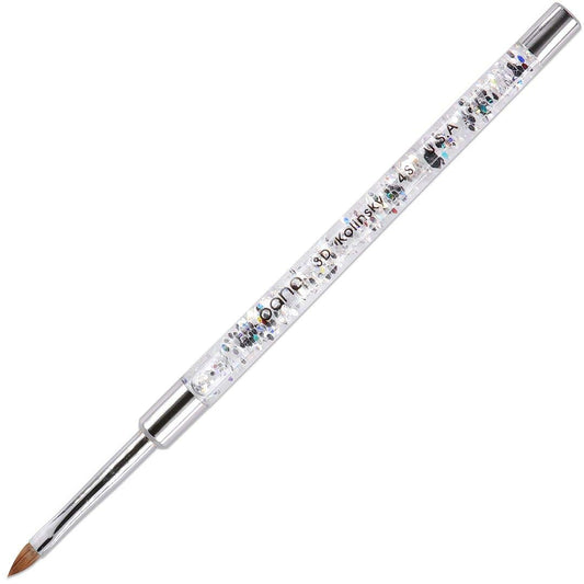 PANA 3D Kolinsky Nail Art Brush - Silver Glitter Handle, Size 4 - Acrylic Nail Art Sculpture Brush for Manicures Pedicure Salon Professional or