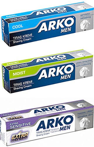 Arko Shaving Cream Variety Pack, Extra Sensitive/Cool/Moist, 3 Count Beauty and Personal Care Arko