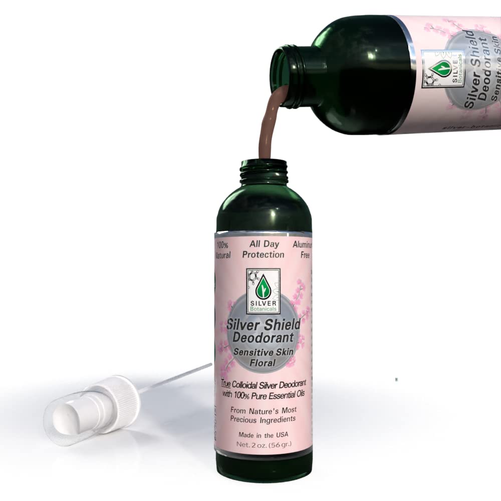 Silver Shield Deodorant - Sensitive Skin Formula - Floral Scent - Spray-on Version, All Natural Colloidal Silver Deodorant, 2 oz. Beauty and Personal Care Silver Botanicals