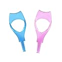 2 Pcs 3 in 1 Eyelash Tool Mascara Applicator Comb Guide and Brush Curler Plastic Eye Makeup Tool Set (Pink + Blue)