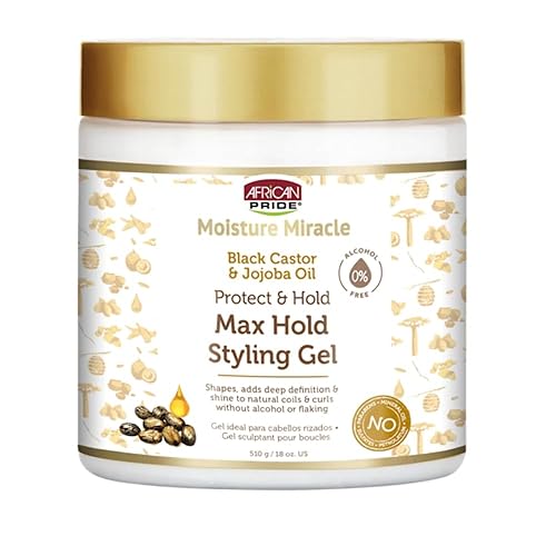 African Pride Moisture Miracle Max Hold Styling Gel with Black Castor Oil& Jojoba Oil - 18 fl oz (Pack of 2)