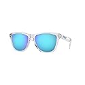 Oakley OO9245 Frogskins Low Bridge Fit Square Sunglasses, Crystal Clear/Prizm Sapphire, 54 mm