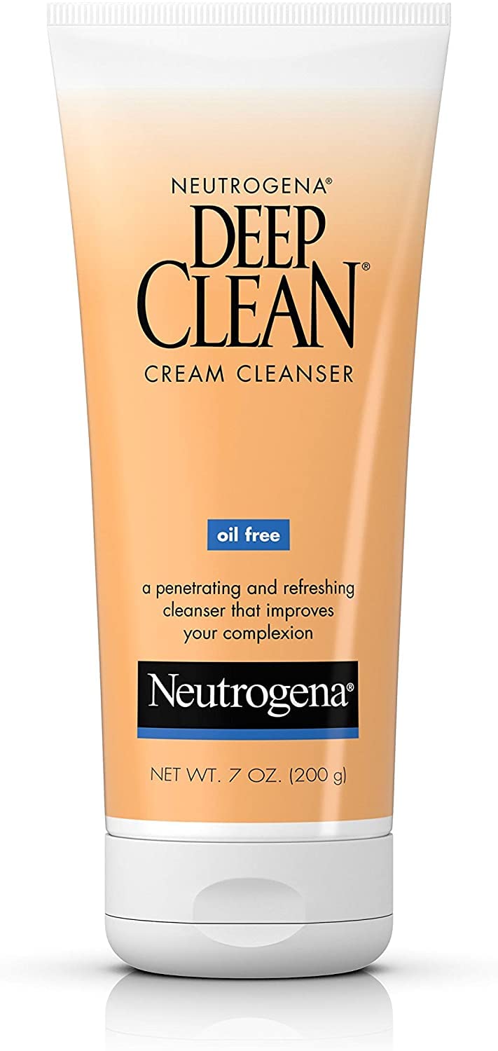Neutrogena Deep Clean Daily Facial Cream Cleanser with Beta Hydroxy Acid to Remove Dirt, Oil & Makeup, Alcohol-Free, Oil-Free & Non-Comedogenic, 7 fl.