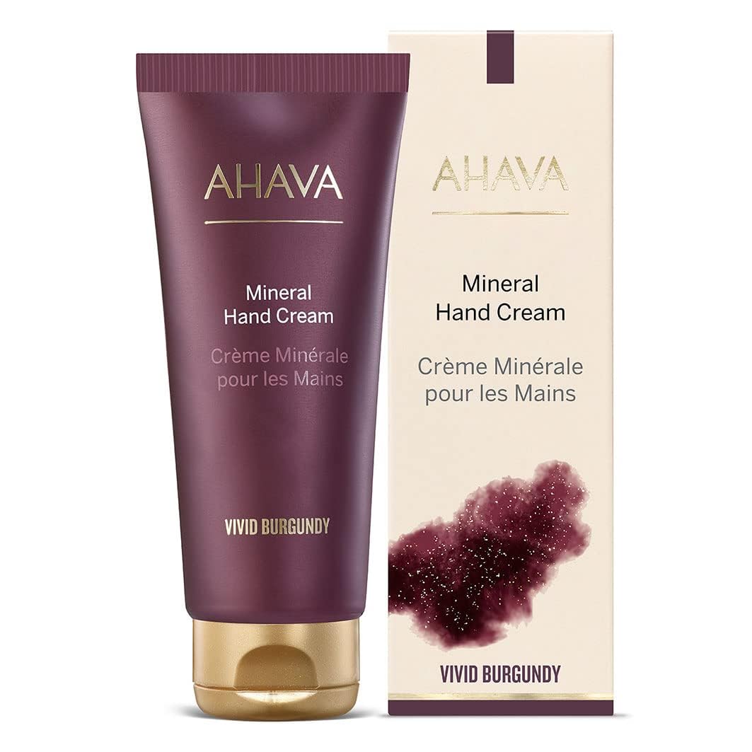 AHAVA Mineral Hand Cream Vivid Burgundy - Luxurious cream for thirsty hands for deep relief & nourishment, maintains smooth & supple hands,