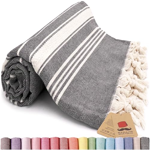 Bazaar Anatolia Turkish Beach Towel - 100% Cotton, Quick Dry, Sand Free Towel for Bathroom, Yoga, Restorative Practice - Oversized 71x39 Inches…
