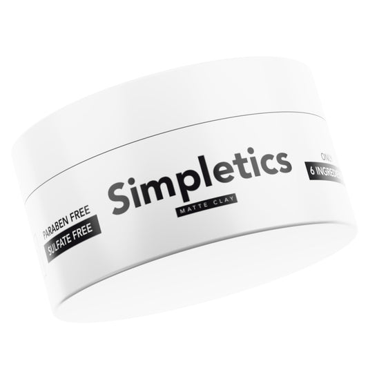 Simpletics Hair Clay for Men (Vanilla Scent) - Natural 6 Ingredient Matte Styling Clay with Beeswax & Coconut Oil - Strong Hold, Water Based
