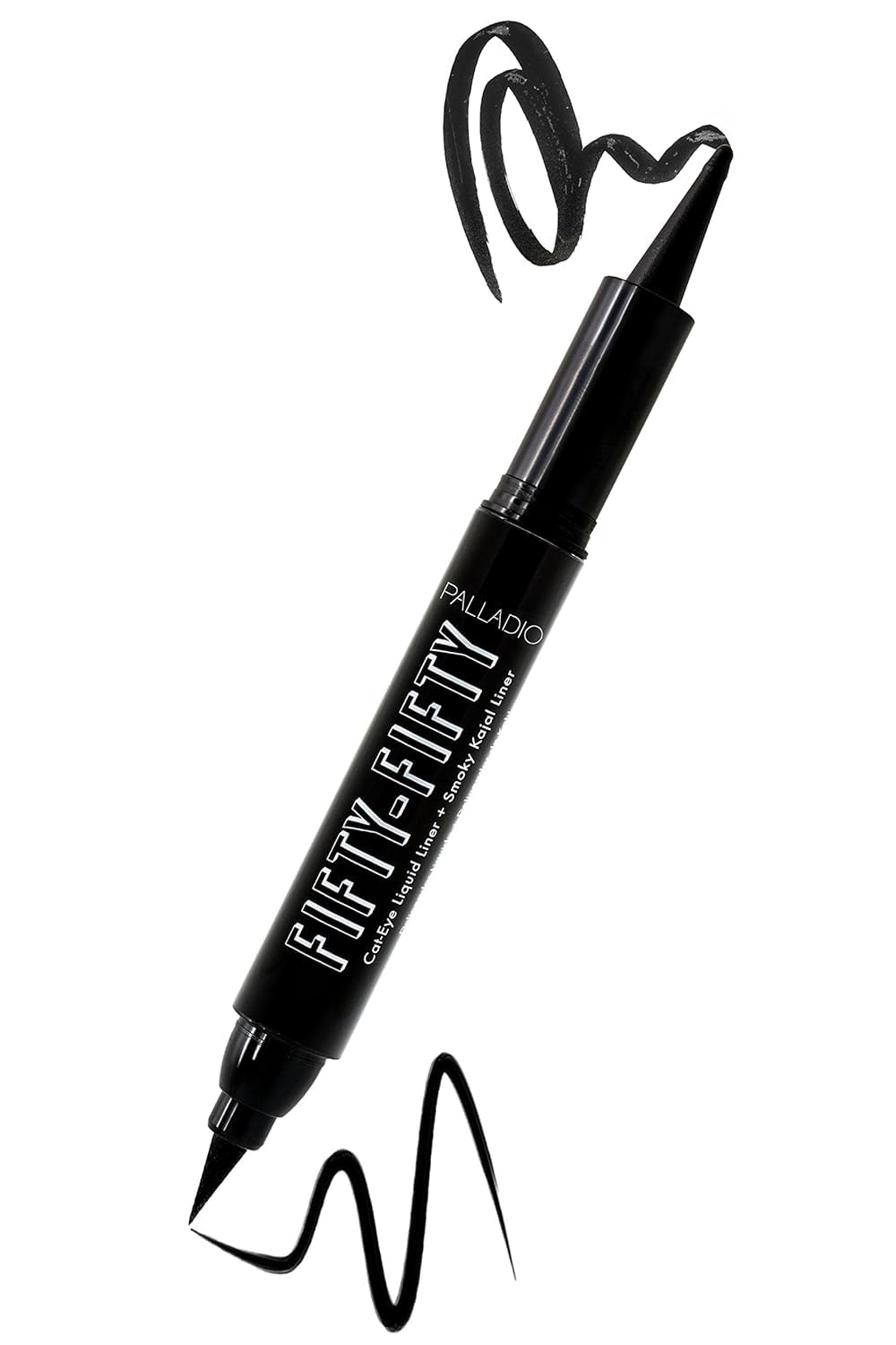 Palladio Fifty-Fifty Eye Liquid Liner, Dual Ended, Professional Eye Styling, Ultra-Soft Kajal crayon and Super Precise Fiber Tip Liner, Smoky