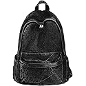 Dybag Vintage Denim Unisex Backpack, Multi-Pockets, Retro, Sturdy, Travel (Black)