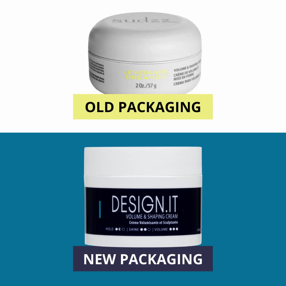 SUDZZFX DESIGN.IT Volume & Shaping Crème - Smoothing & Styling Formula - Frizz Control - Thickening for Men & Women - 3.4 Fl Oz