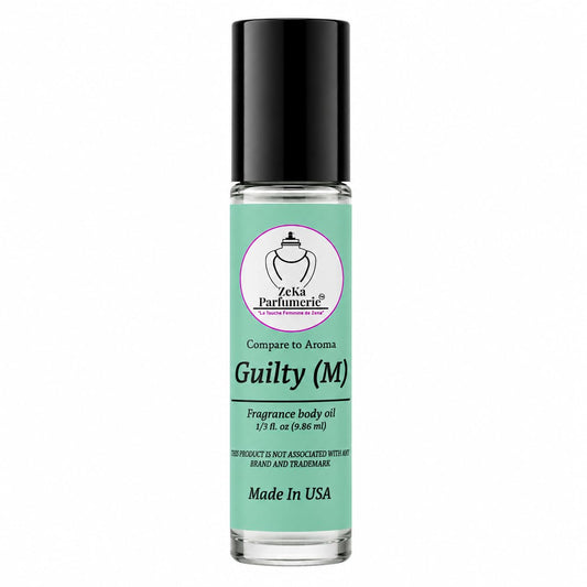ZEKA PARFUMERIE Compare to Aroma compatible with Guilty for Men Fragrance Body oil on 1/3 oz (9.86ml) Travel size Roll-On Botlle