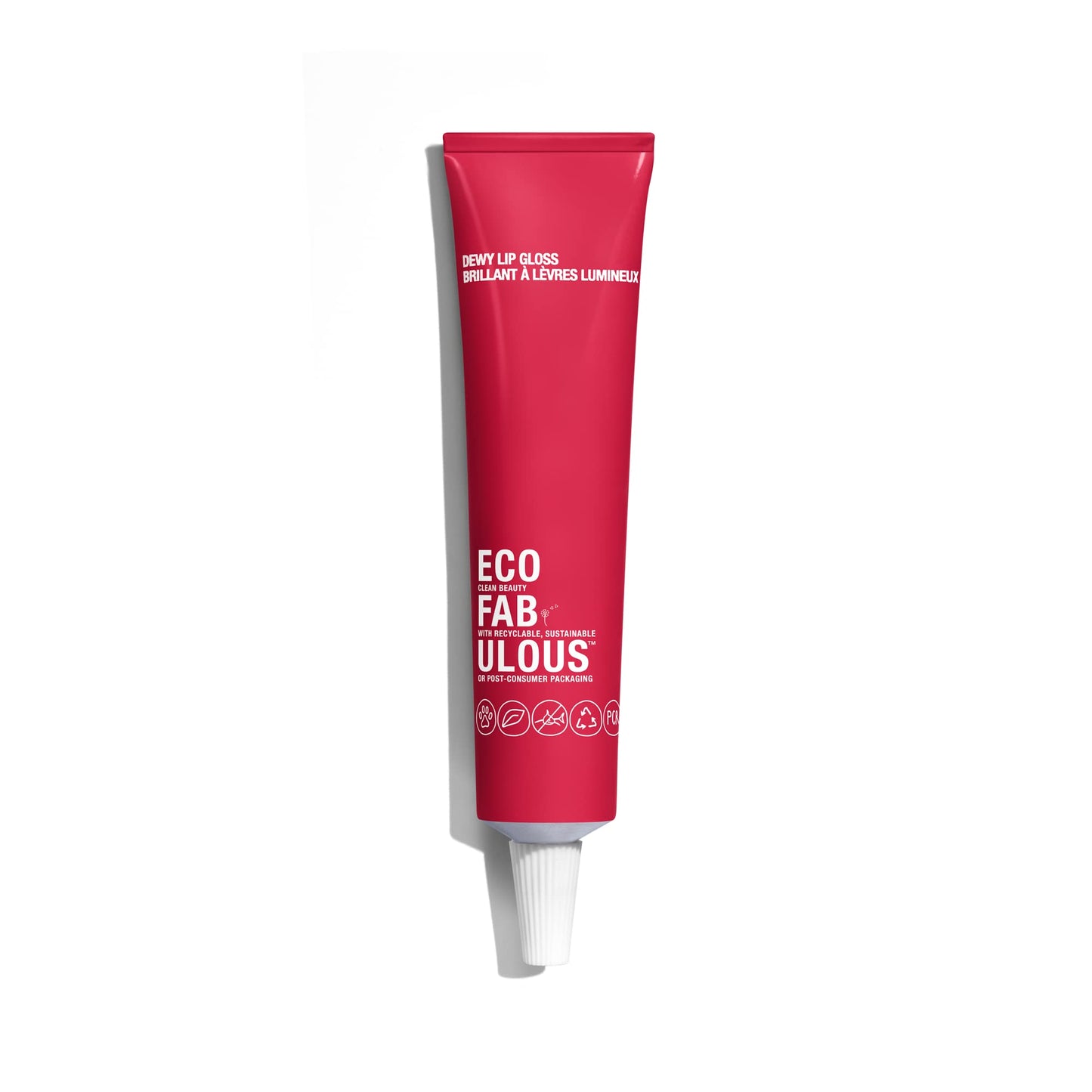 ECOFABULOUS Dewy Lip Gloss - Enriched with Squalane and Jojoba Esters, Nourishes and Conditions Lips, Clean + Recyclable + Vegan, 15 mL/ 0.5 Fl Oz -