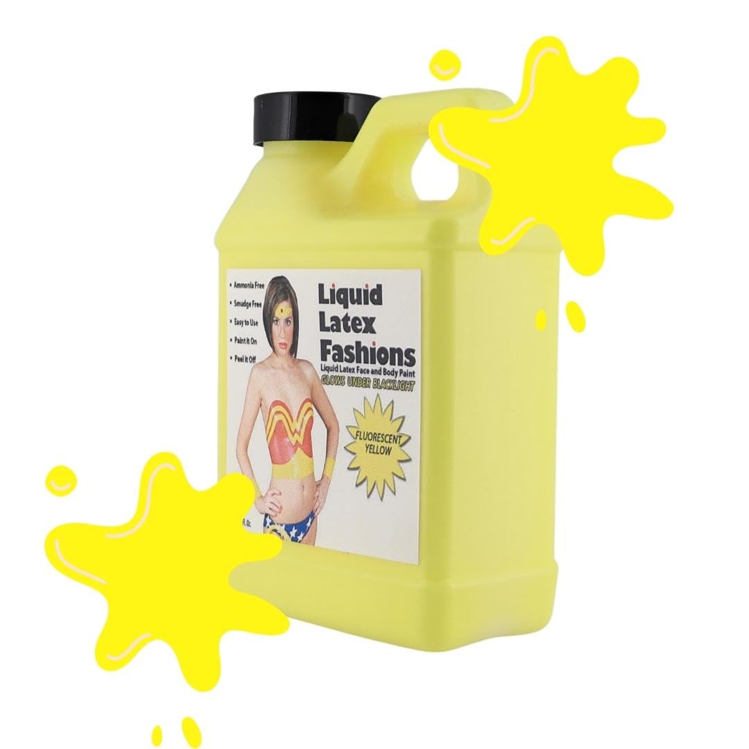 Fluorescent Yellow 8oz Liquid Latex - UV Black Light Body Paint