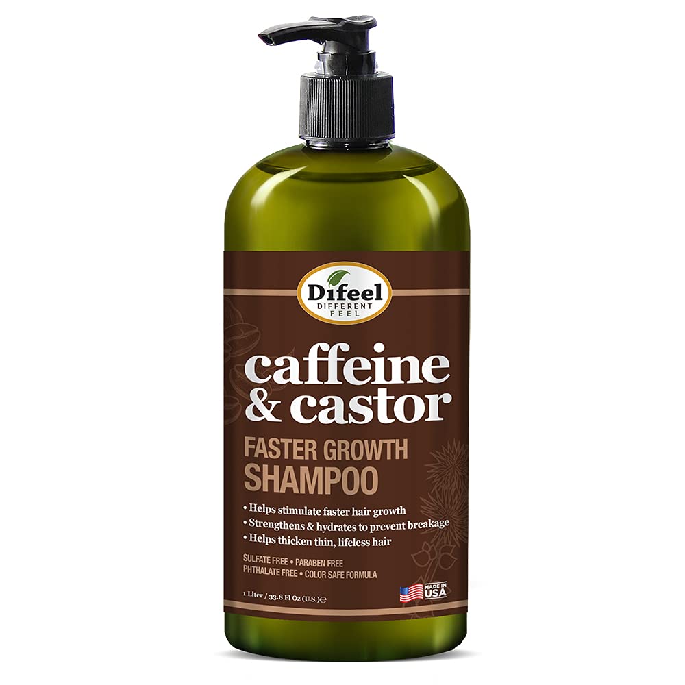 Difeel Caffeine & Castor Shampoo, Conditioner and Hair Growth Oil Set - with Shampoo, Conditioner, and Hair Oil