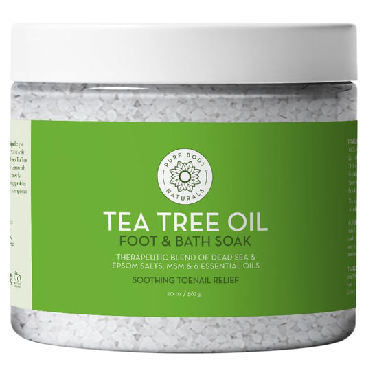 Pure Body Naturals Tea Tree Oil Foot & Bath Soak with Epsom and Dead Sea Salt, 20 oz - Therapeutic Blend - Relief for Tired Muscles, Addresses Common Beauty and Personal Care Pure Body Naturals