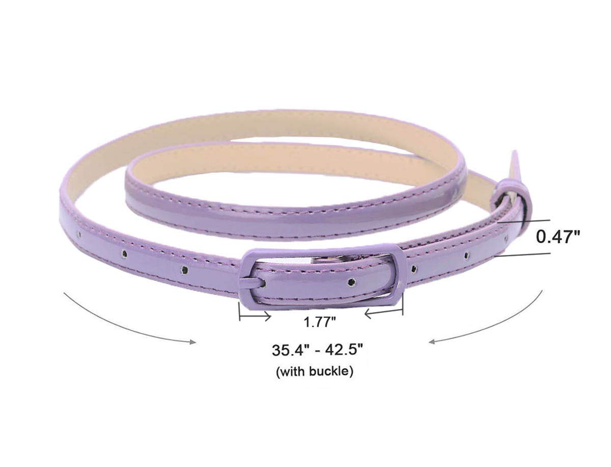 Selighting Women's Solid Color Faux Leather Skinny Belts for Dresses (One Size, Purple)