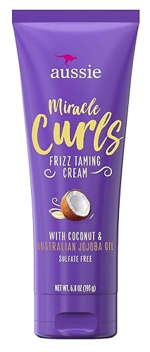 Aussie Miracle Curls Frizz Taming Cream 6.8 Ounce (Coconut & Jojoba Oil) (2 Pack)