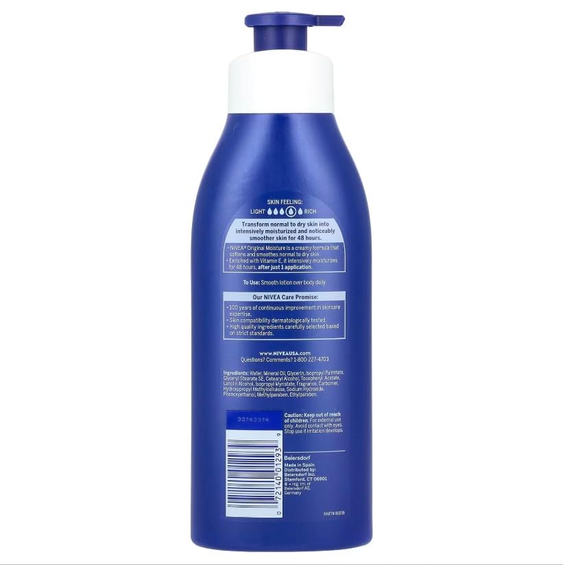 Nivea Original Daily Moisture Body Lotion 16.9 oz (Pack of 10)