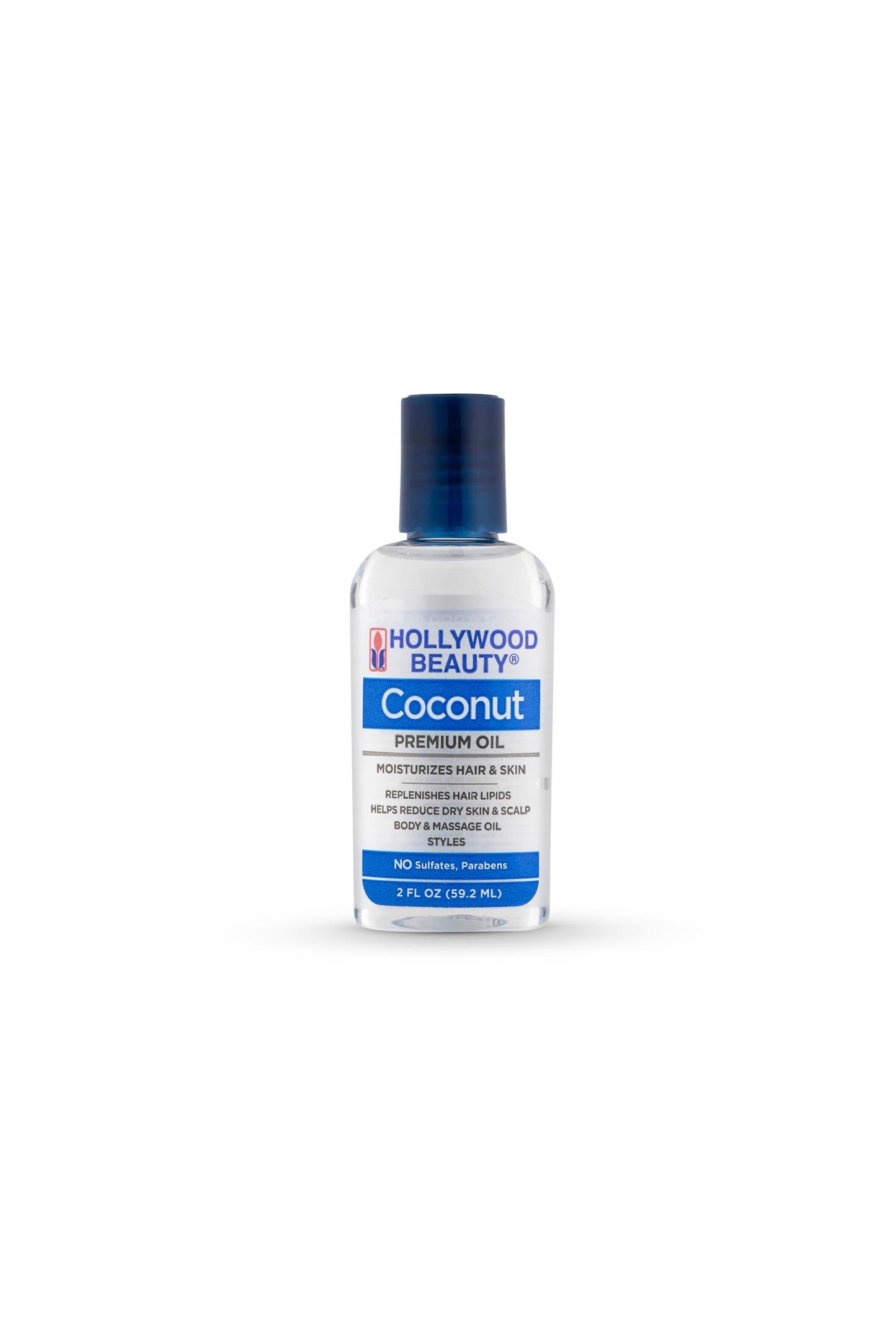 Hollywood Beauty Coconut Hair Oil, 2 oz - Moisturizes Hair & Skin, Replenishes Hair Lipids, Body & Massage Oil, Relieves Scalp Dryness, Reduces