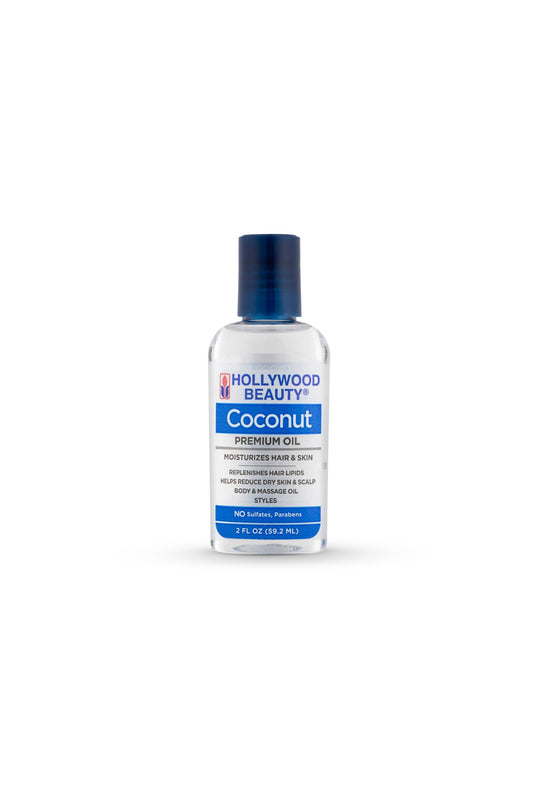 Hollywood Beauty Coconut Hair Oil, 2 oz - Moisturizes Hair & Skin, Replenishes Hair Lipids, Body & Massage Oil, Relieves Scalp Dryness, Reduces