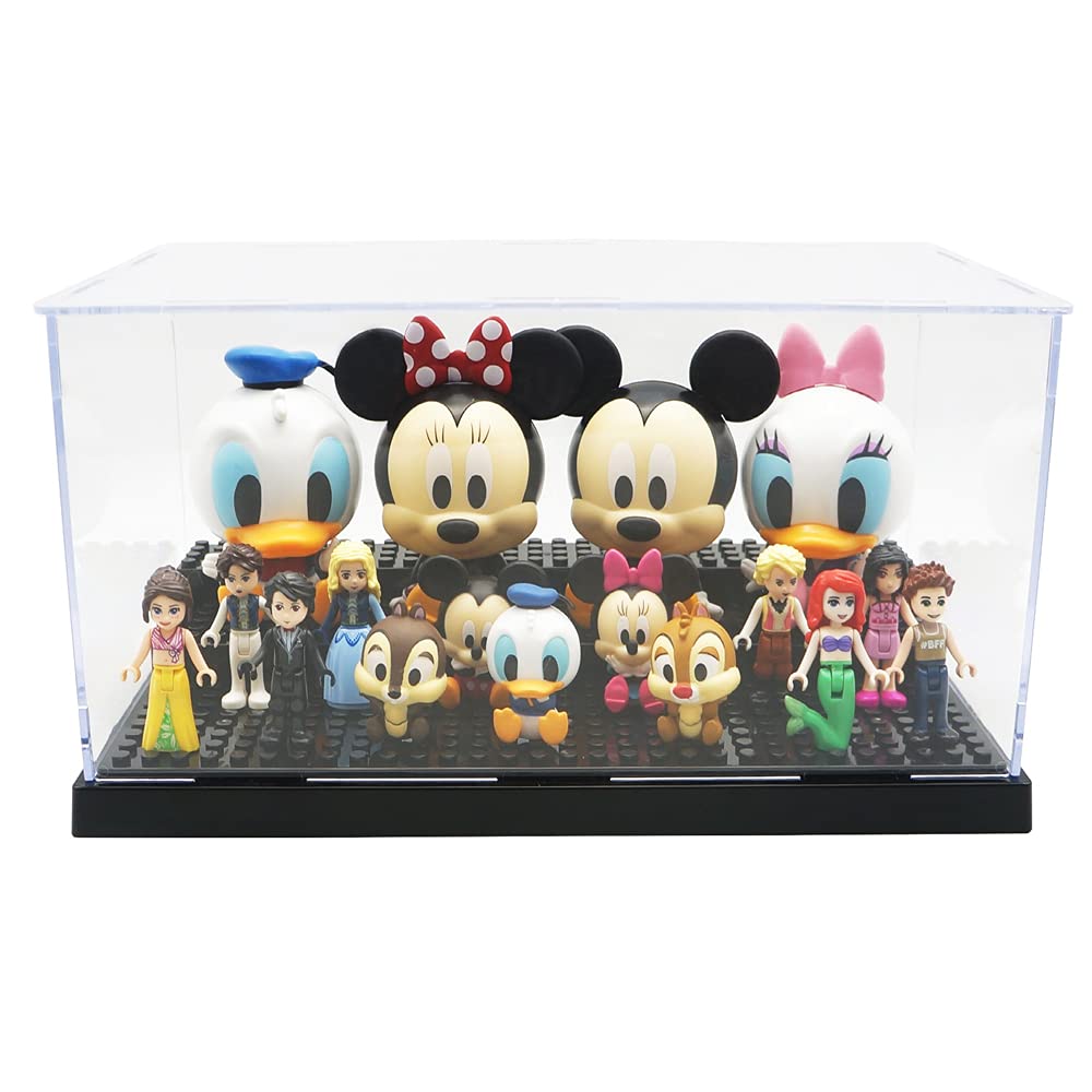 Display Case for Minifigure Action Figures Blocks, Display Box Storage for Lego Minifigures, Fit for Lego Lovers,Black