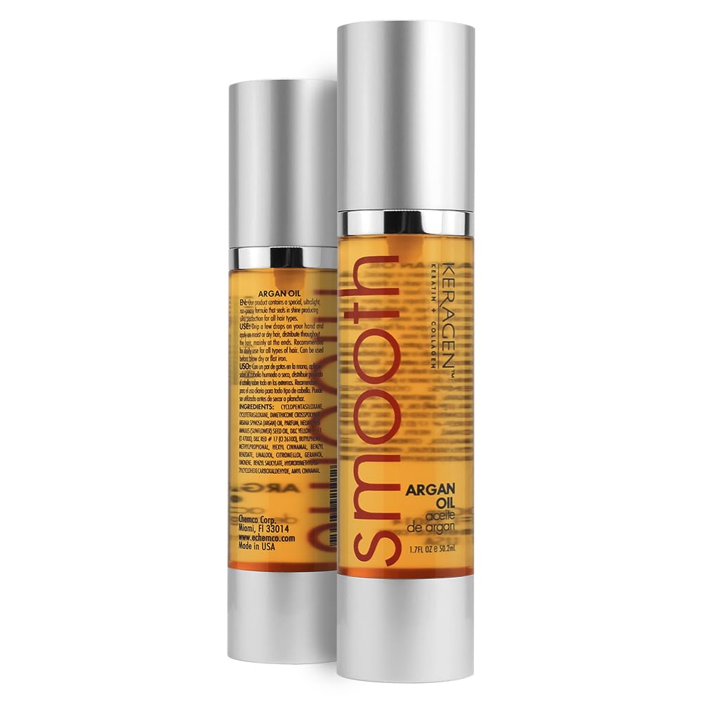 KERAGEN - Nourishing Hair Serum for Dry Damaged Hair - Argan Oil for Hair Treatment - Brilliant Shine, Heat Protection with Paraben, Phthalate