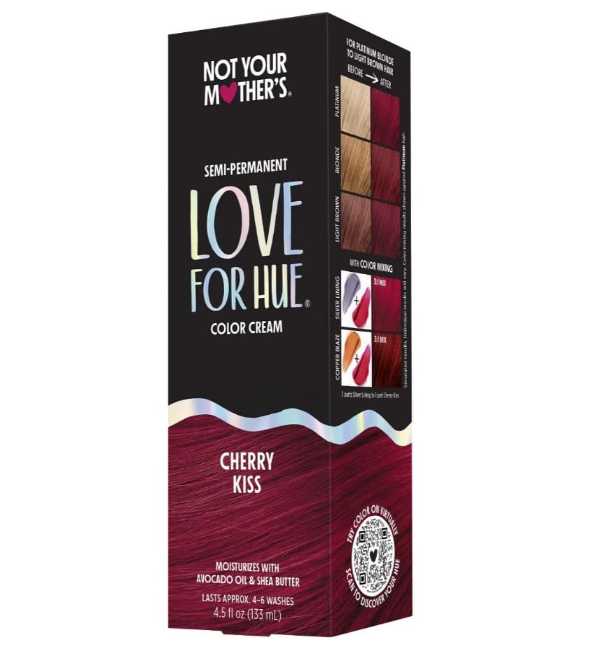 Not Your Mother's Love For Hue Semi-Permanent Hair Color Cream, Cherry Kiss, 4.5 fl oz / 133 ml