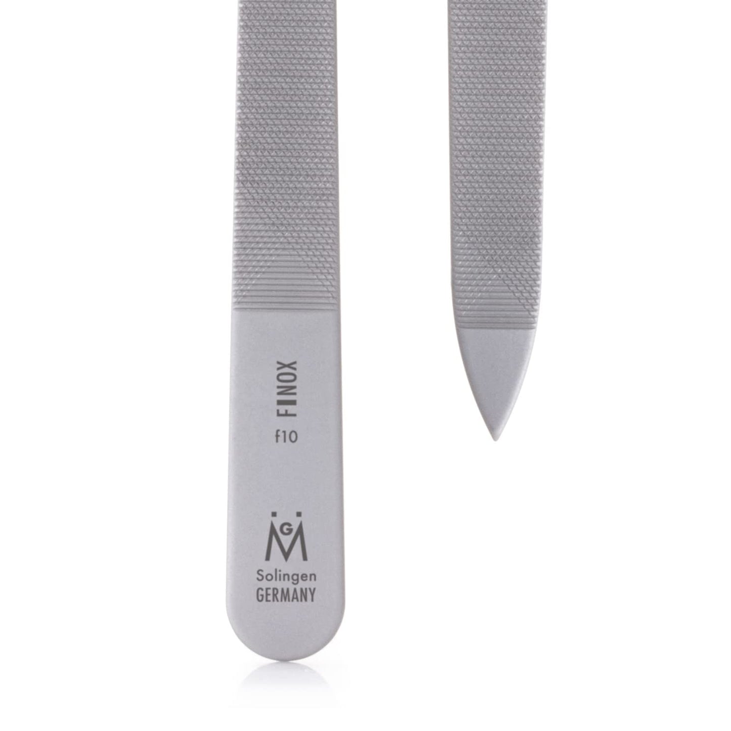 GERMANIKURE Travel Triple Cut Metal Nail File, Ethically Made in Solingen Germany, FINOX Stainless Steel, Double Sided, 9cm
